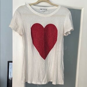 Wildfox Women's White T-Shirt with Red Heart